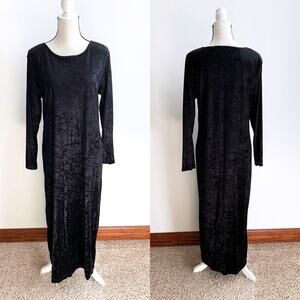 NWT New Visions Vintage Black Velour Velvety Long Modest Maxi Dress size L 12/14